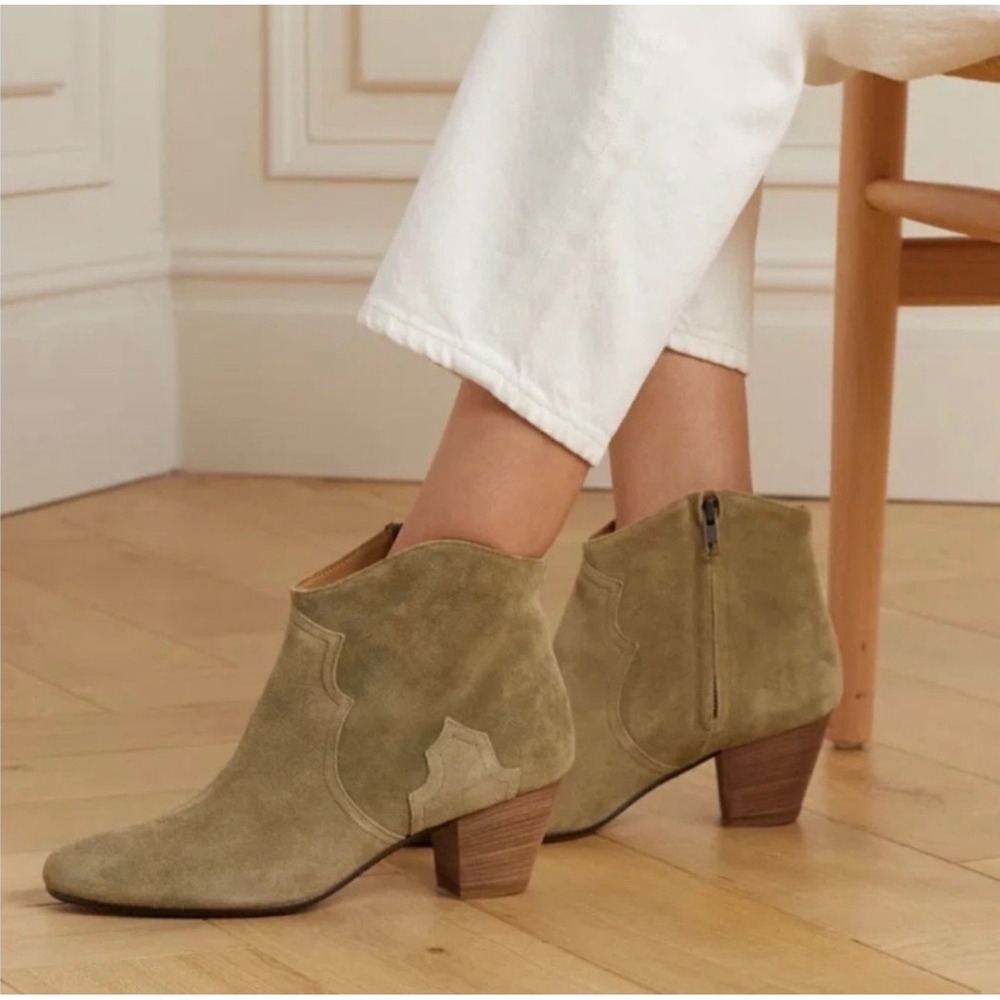 Isabel Marant Etoile Dicker Suede Ankle Boot in Beige Size 36.5